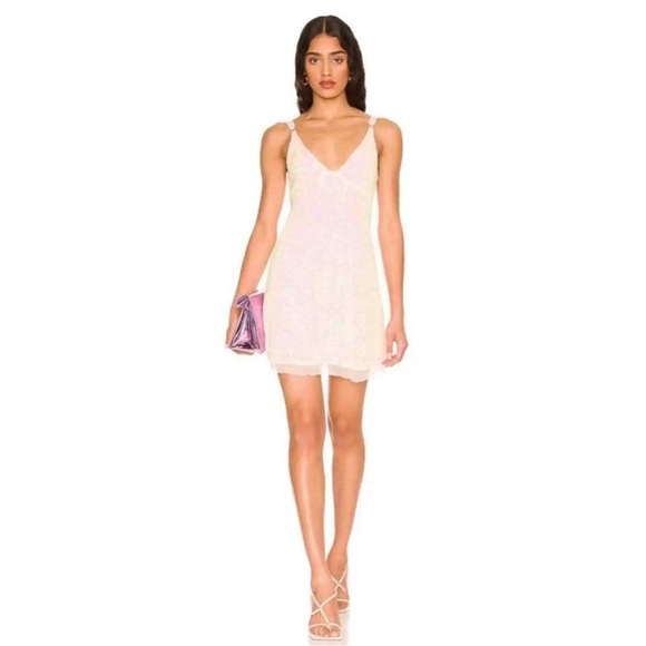 Free People Women's White Gold Sequin Mini Shirt Dress XS Party NYE Bridal